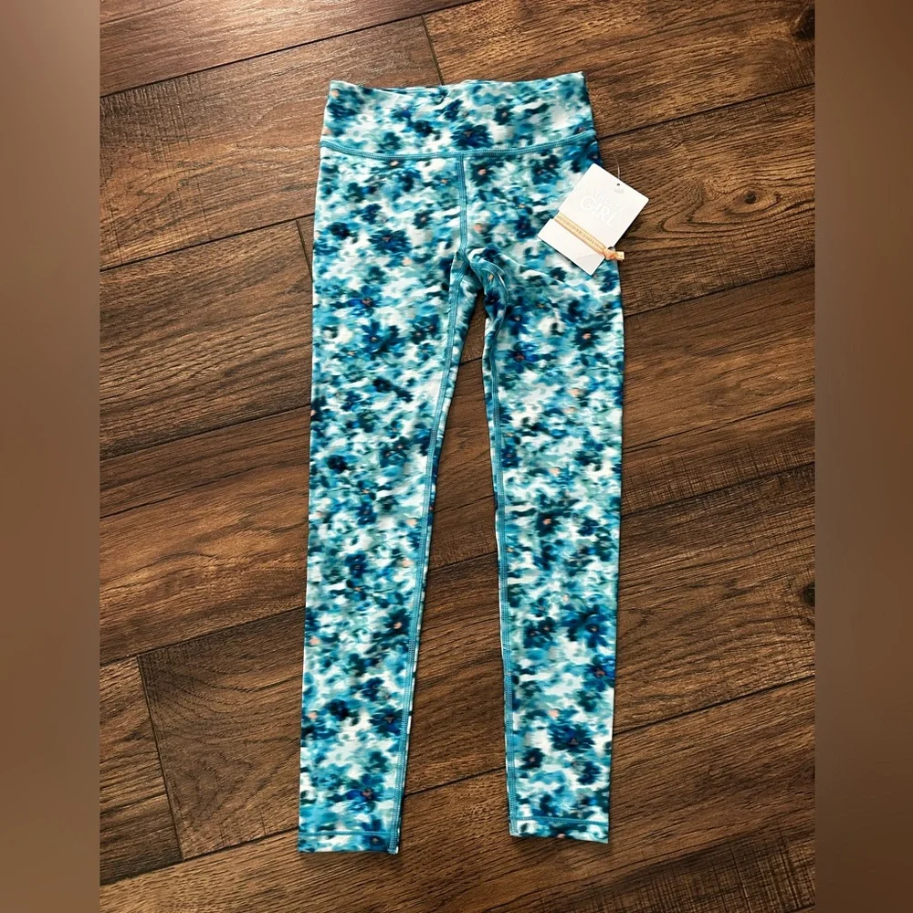Athleta Girl Blue Patterned Leggings Medium 8-10 - Picture 2 of 5